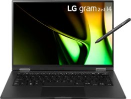 LG gram 2-in-1 14" Laptop - Intel Evo Platform Intel Core Ultra 7 - 16GB RAM - 1TB SSD - Black - Front_Zoom