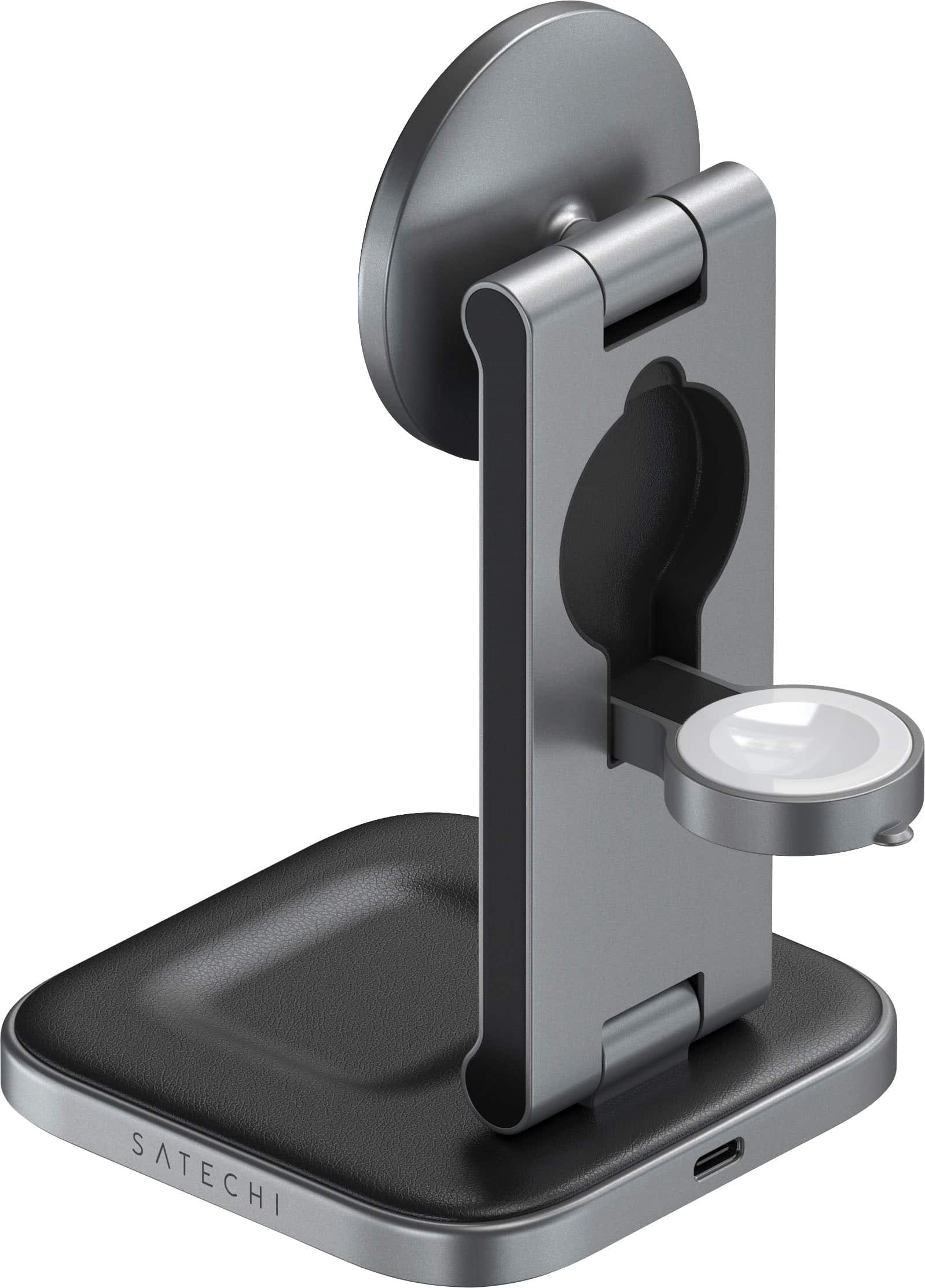 Alt View 12. Satechi - 3-in-1 Foldable Qi2 Wireless Charging Stand - Space Gray.