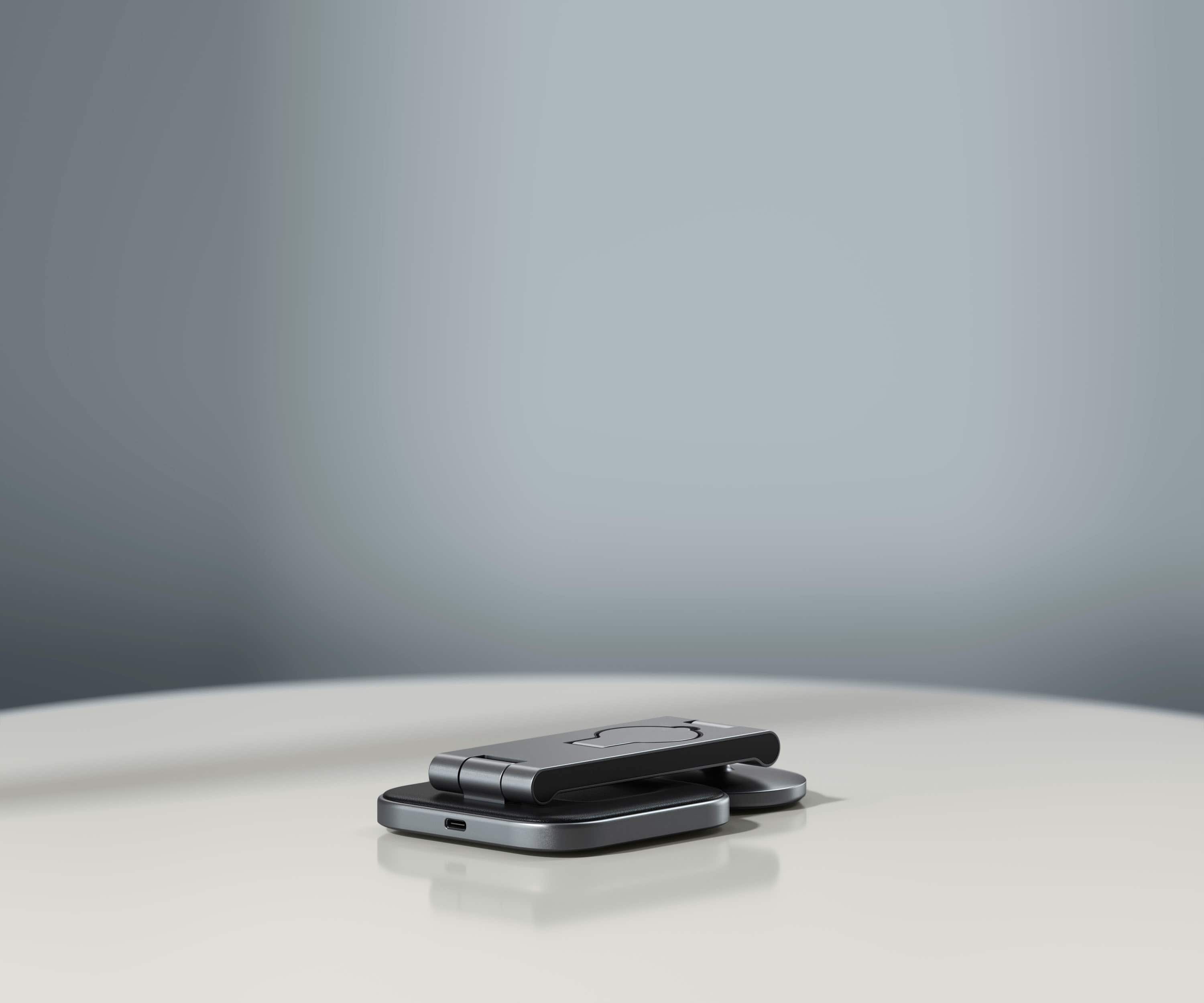 Alt View 15. Satechi - 3-in-1 Foldable Qi2 Wireless Charging Stand - Space Gray.