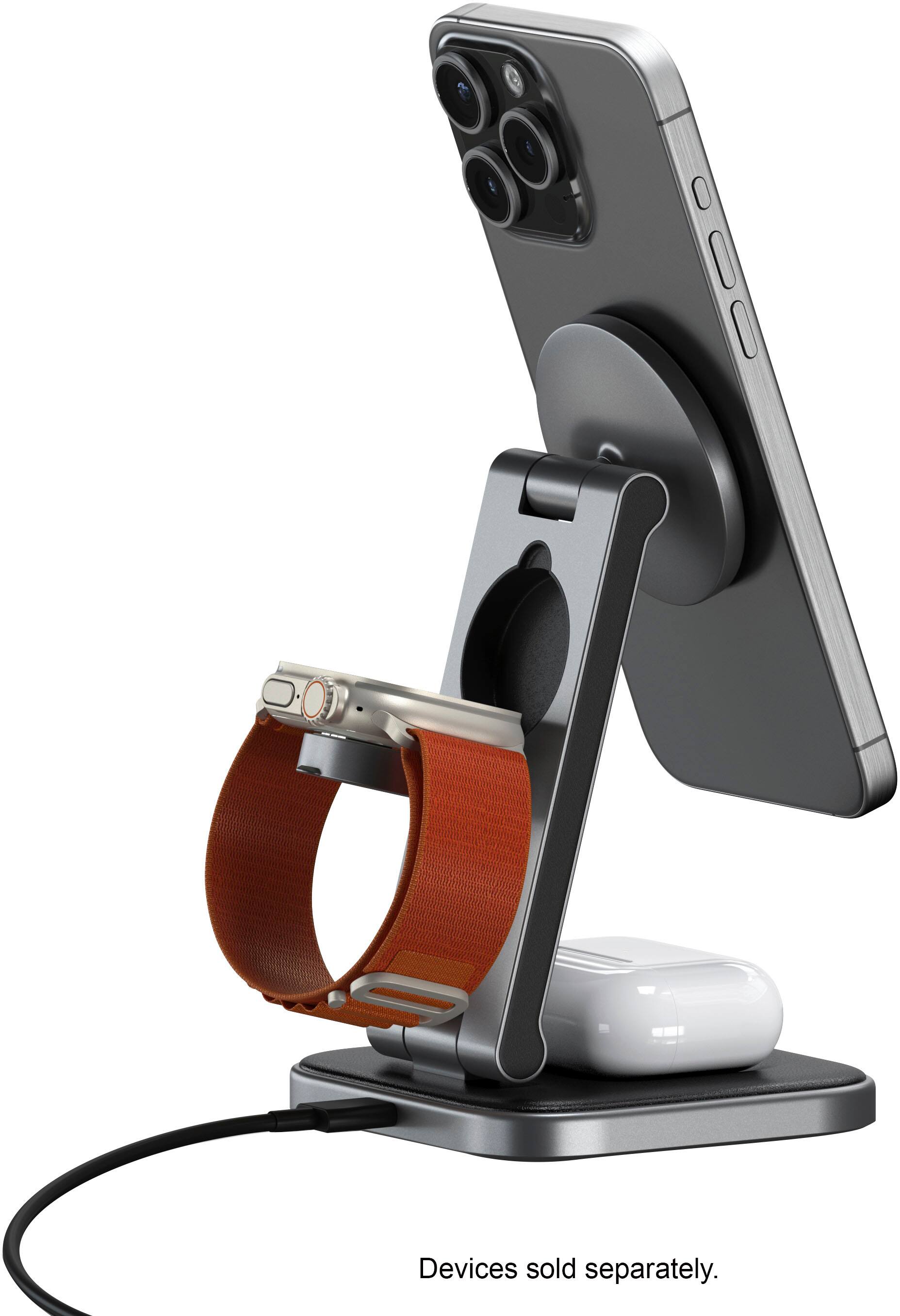 Alt View 1. Satechi - 3-in-1 Foldable Qi2 Wireless Charging Stand - Space Gray.