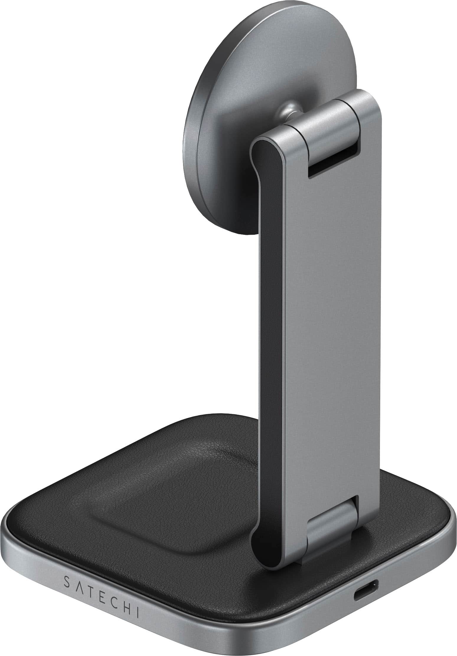 Alt View 12. Satechi - 2-in-1 Foldable Qi2 Wireless Charging Stand - Space Gray.