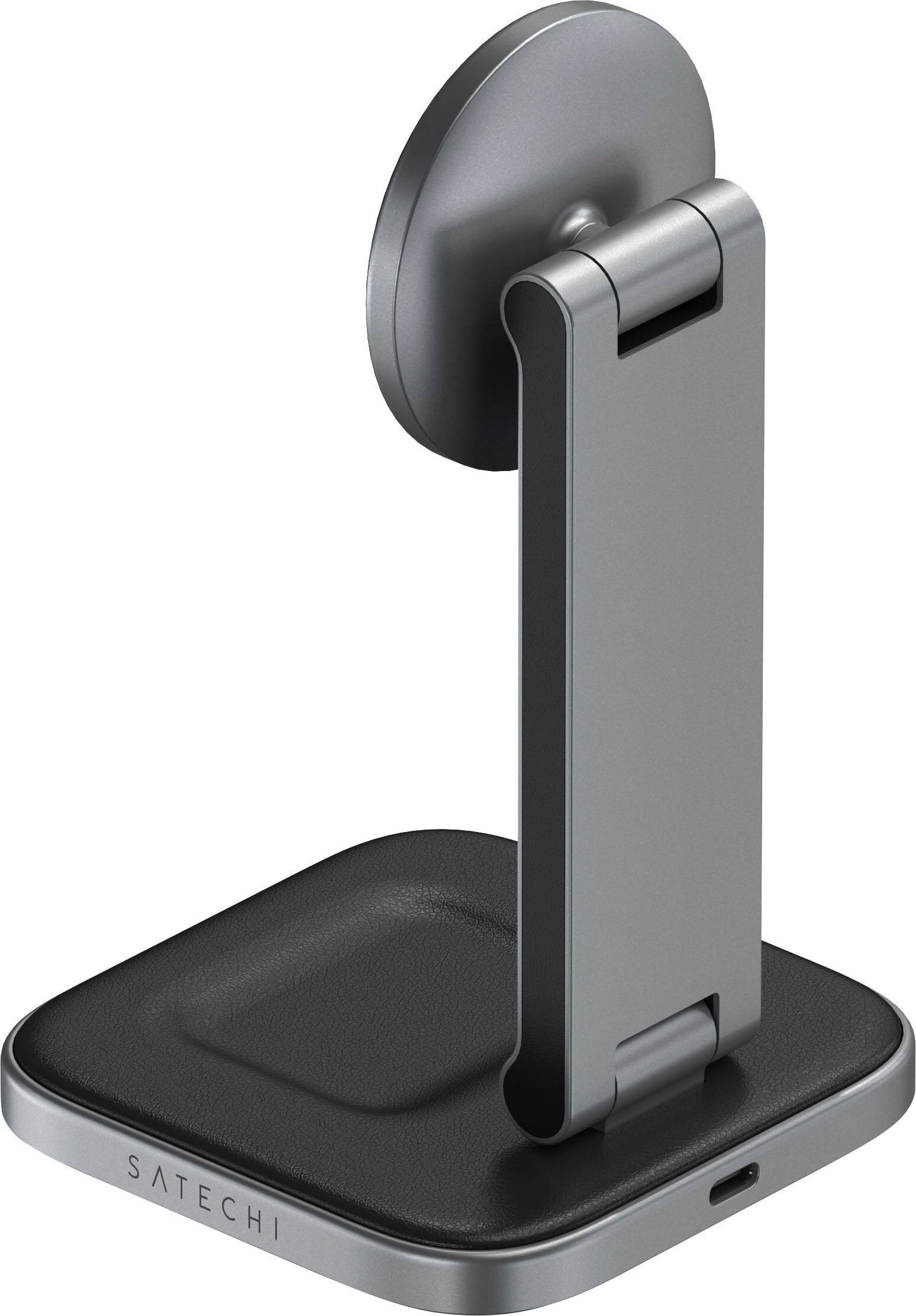 Alt View 12. Satechi - 2-in-1 Foldable Qi2 Wireless Charging Stand - Space Gray.