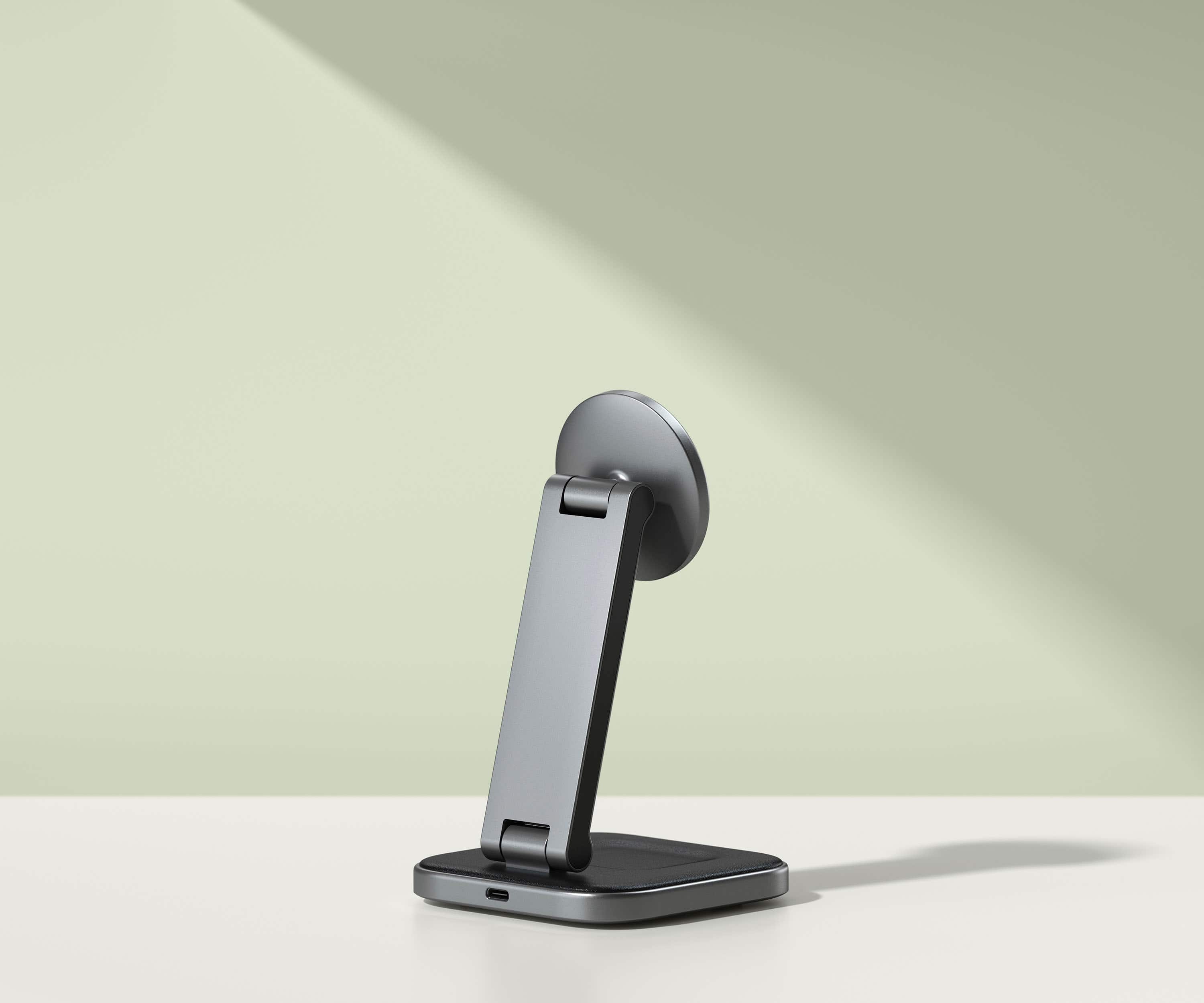 Alt View 14. Satechi - 2-in-1 Foldable Qi2 Wireless Charging Stand - Space Gray.