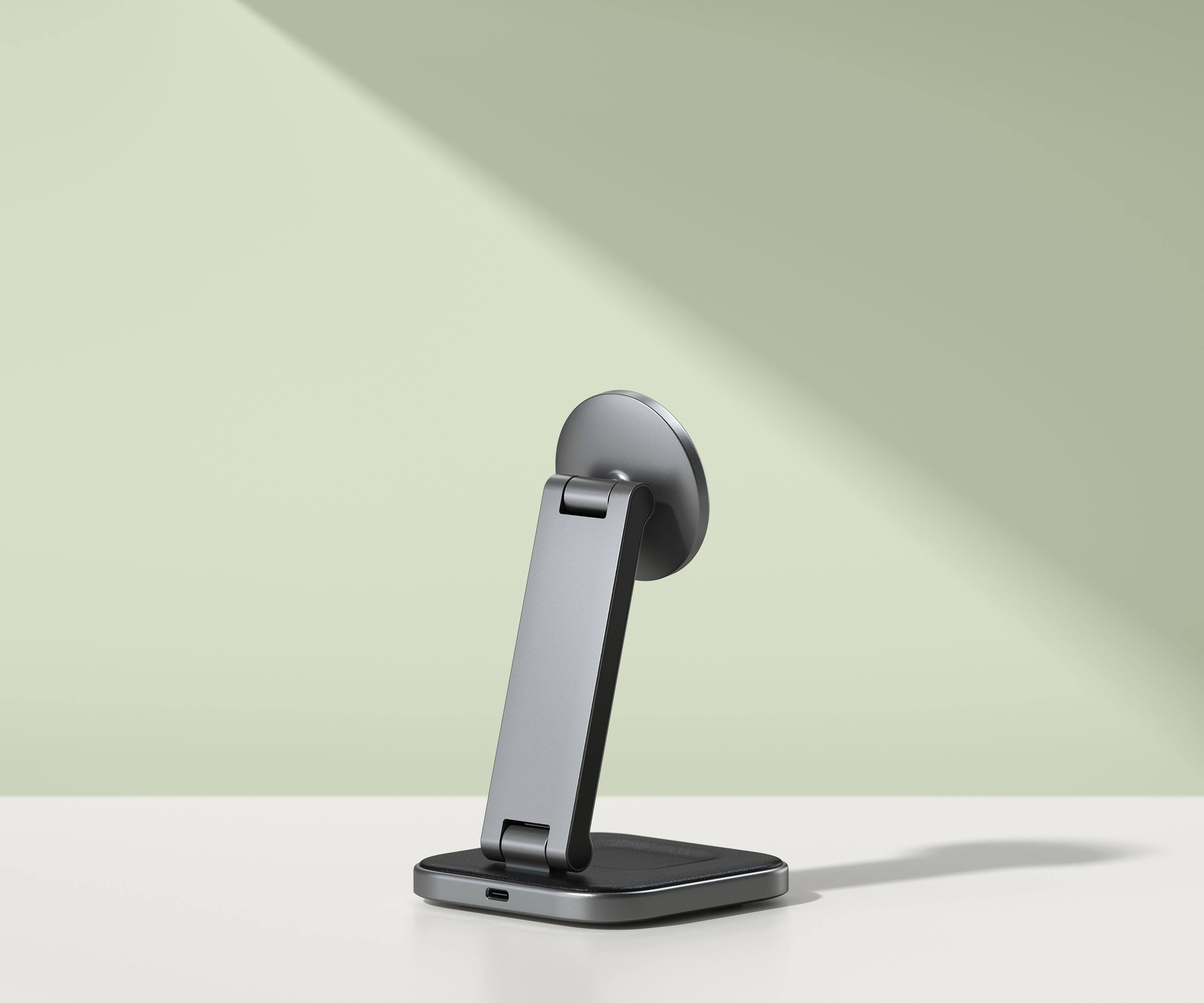 Alt View 14. Satechi - 2-in-1 Foldable Qi2 Wireless Charging Stand - Space Gray.