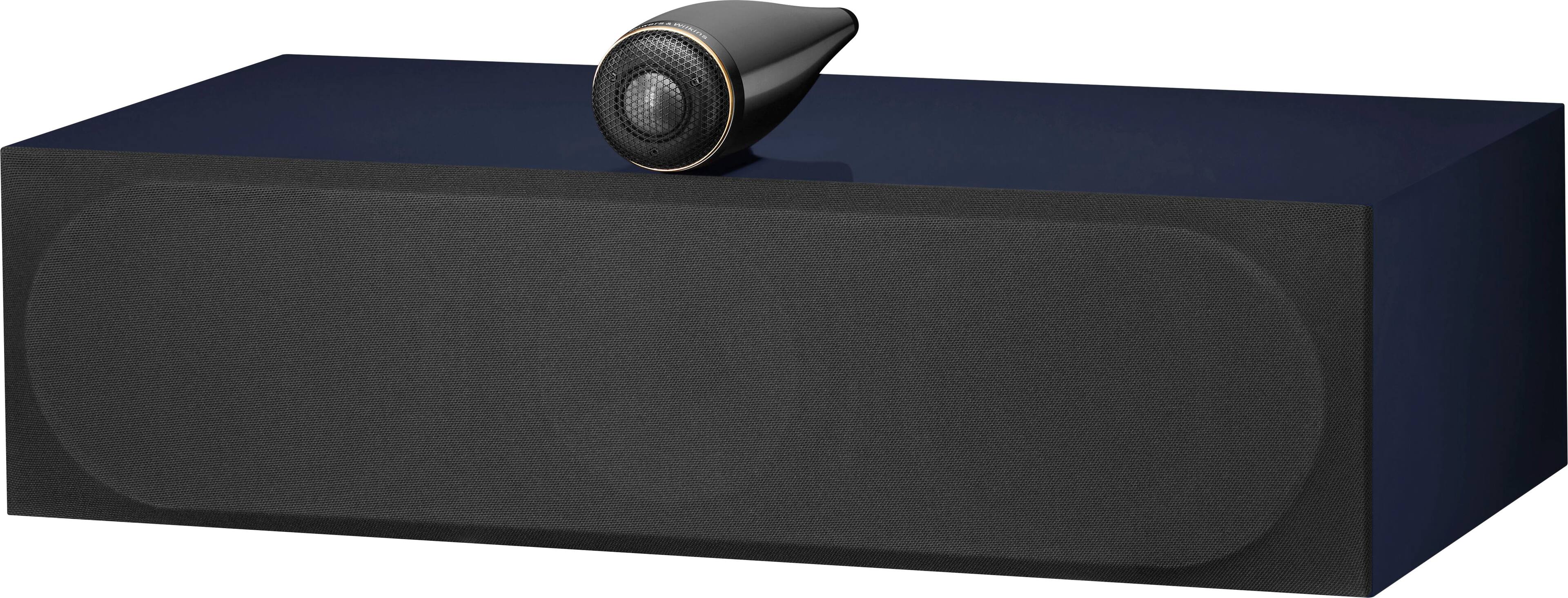 Angle. Bowers & Wilkins - 700 Series 3 Signature Center Channel with 1" Tweeter On Top and Two 6.5" Bass Drivers (Each) - Metallic Midnight Blue.