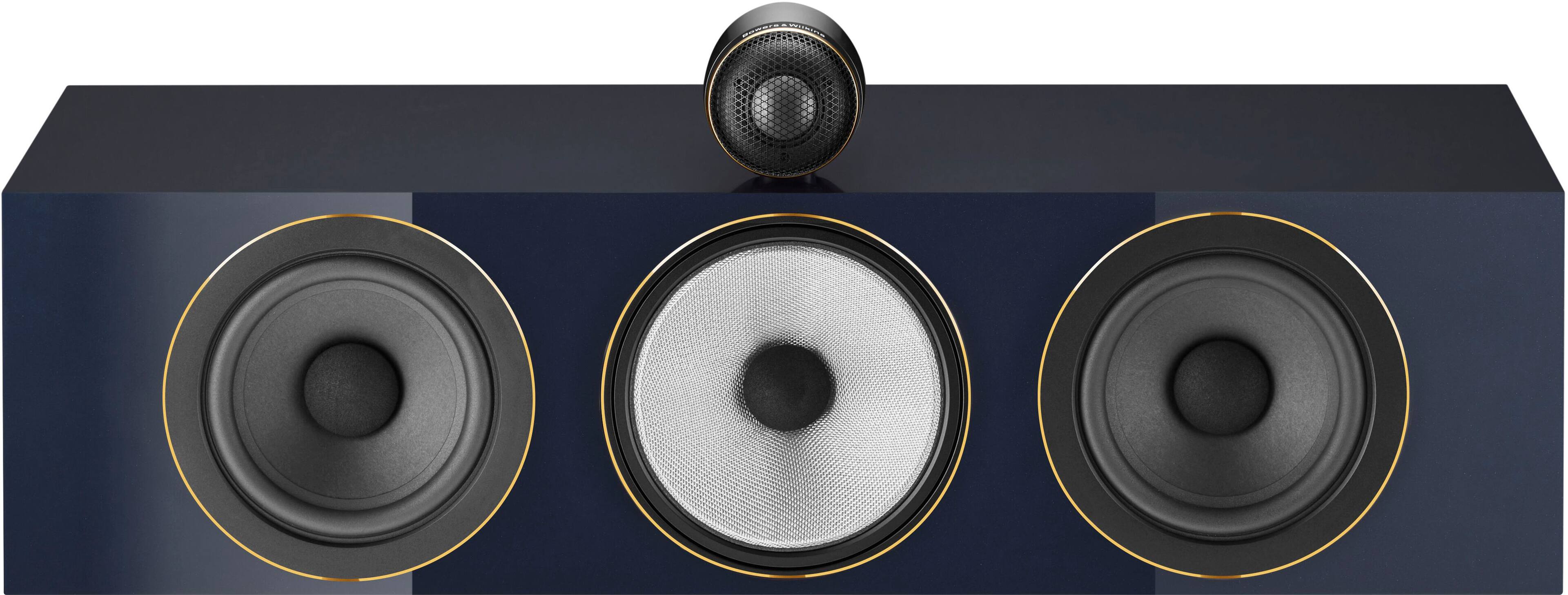 Left. Bowers & Wilkins - 700 Series 3 Signature Center Channel with 1" Tweeter On Top and Two 6.5" Bass Drivers (Each) - Metallic Midnight Blue.