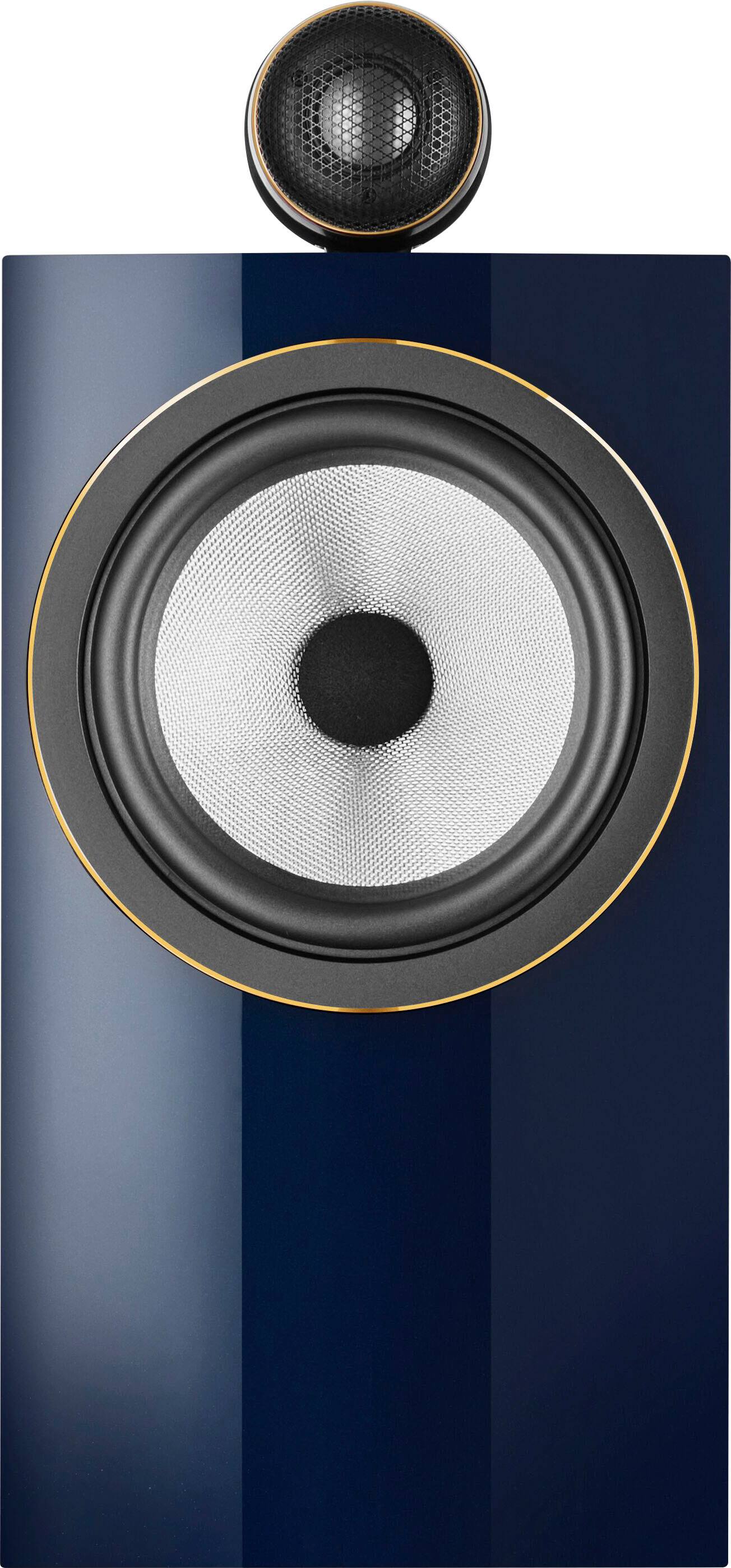 Left. Bowers & Wilkins - 700 Series 3 Signature Bookshelf Speaker with 1" Tweeter on Top and 6.5" Midbass (Pair) - Metallic Midnight Blue.