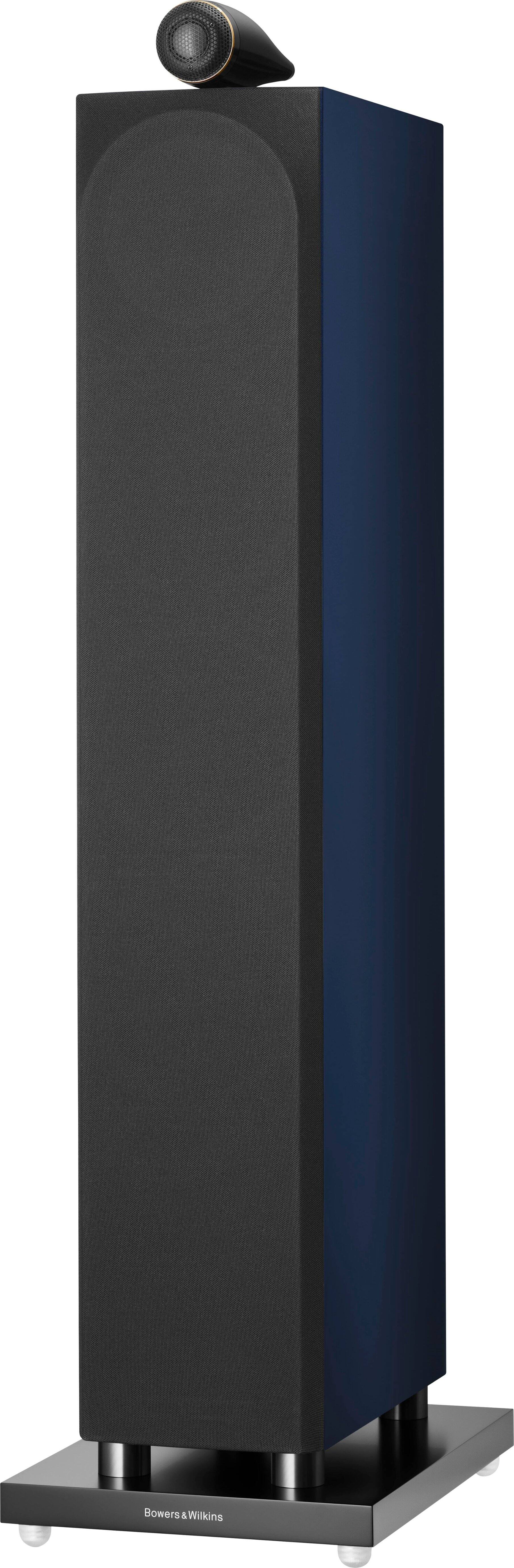 Angle. Bowers & Wilkins - 700 Series 3 Signature Floorstanding Speaker with 1" Tweeter On Top and Three 6.5" Bass Drivers (Each) - Metallic Midnight Blue.