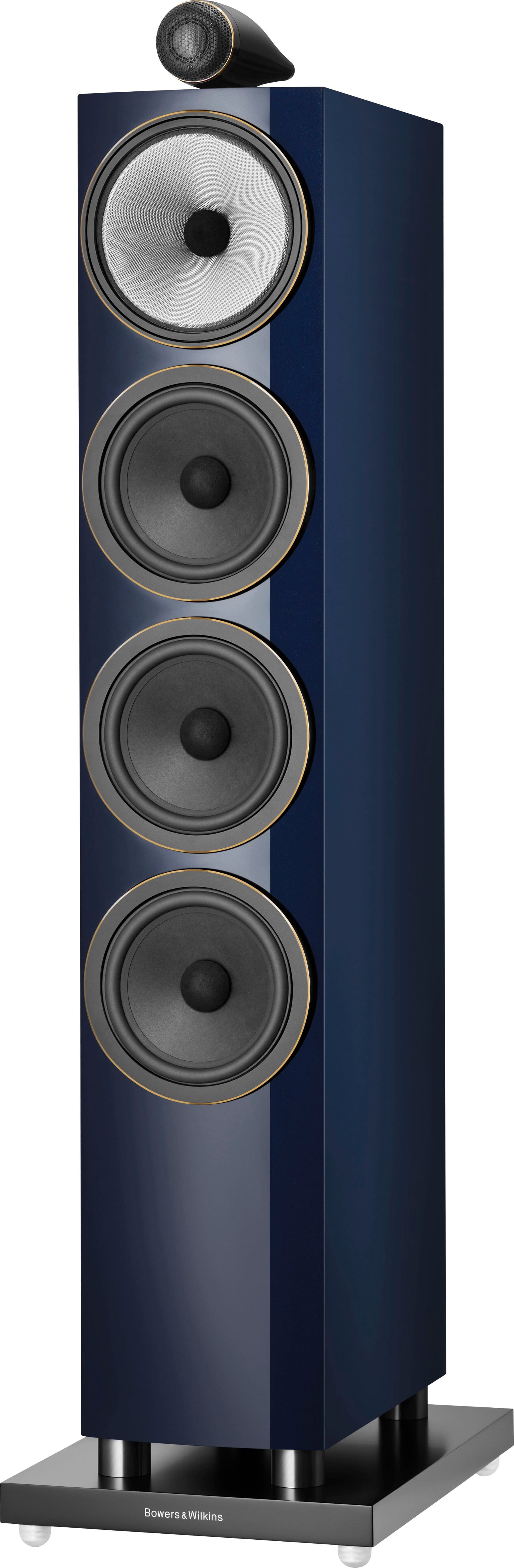 Front. Bowers & Wilkins - 700 Series 3 Signature Floorstanding Speaker with 1" Tweeter On Top and Three 6.5" Bass Drivers (Each) - Metallic Midnight Blue.