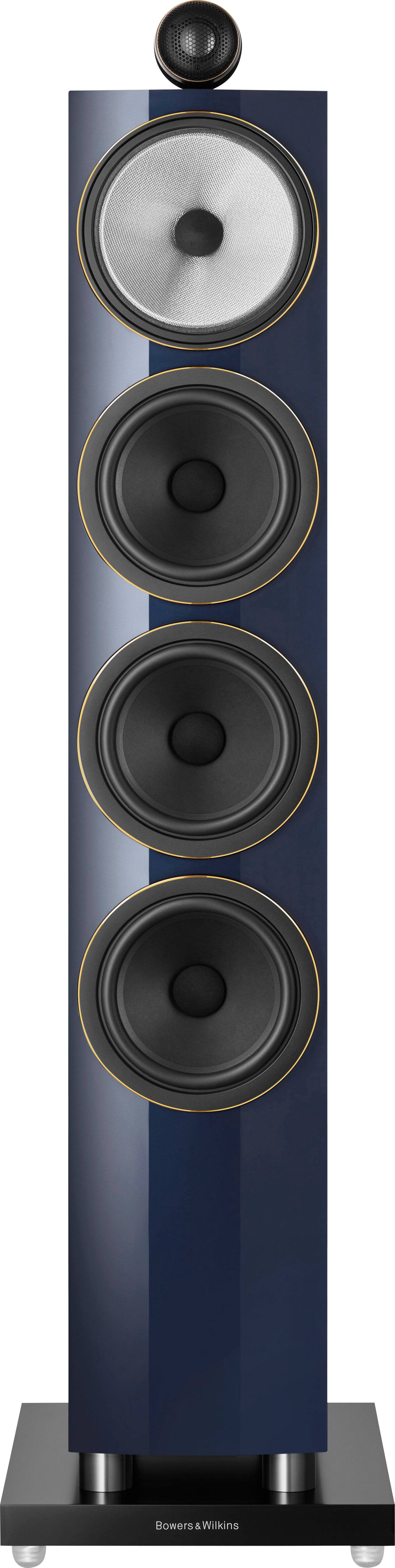 Left. Bowers & Wilkins - 700 Series 3 Signature Floorstanding Speaker with 1" Tweeter On Top and Three 6.5" Bass Drivers (Each) - Metallic Midnight Blue.