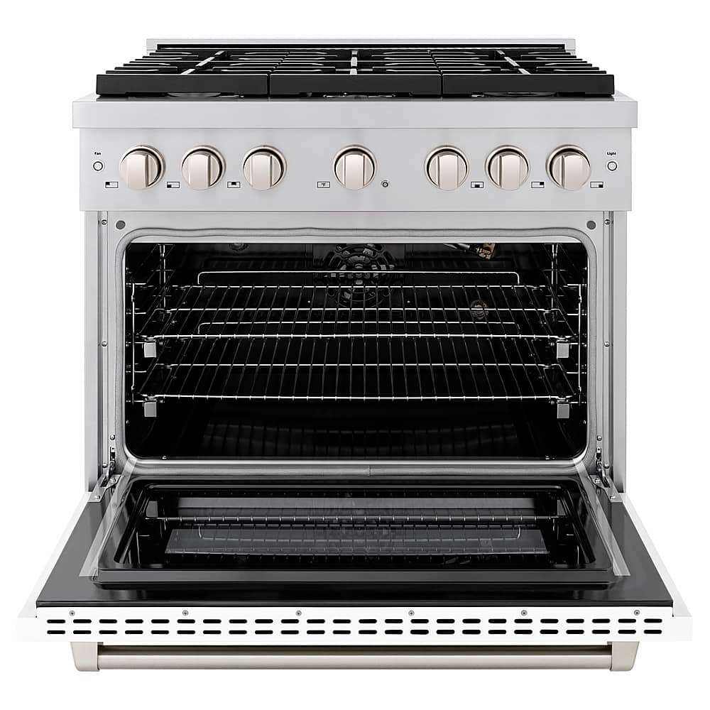 ZLINE 36 in. 5.2 cu. ft. 6 Burner Gas Range with Convection Gas Oven in  Stainless Steel with White Matte Door SGR-WM-36 - Best Buy