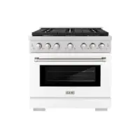 ZLINE 36" Paramount Gas Range w/ 6 Burner Cooktop & Convection Oven w/ White Matte Door (SGR-WM-36) - Front_Zoom