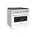 Left. ZLINE - 36 in. 5.2 cu. ft. 6 Burner Gas Range with Convection Gas Oven in Stainless Steel with White Matte Door.