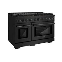 ZLINE 48 in. 6.7 cu. ft. Double Oven Gas Range in Black Stainless Steel with 8 Brass Burners (SGRB-BR-48) - Front_Zoom