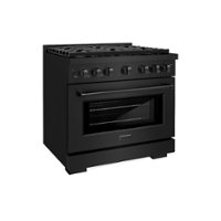 ZLINE 36 in. 5.2 cu. ft. 6 Burner Gas Range with Convection Gas Oven in Black Stainless Steel (SGRB-36) - Front_Zoom