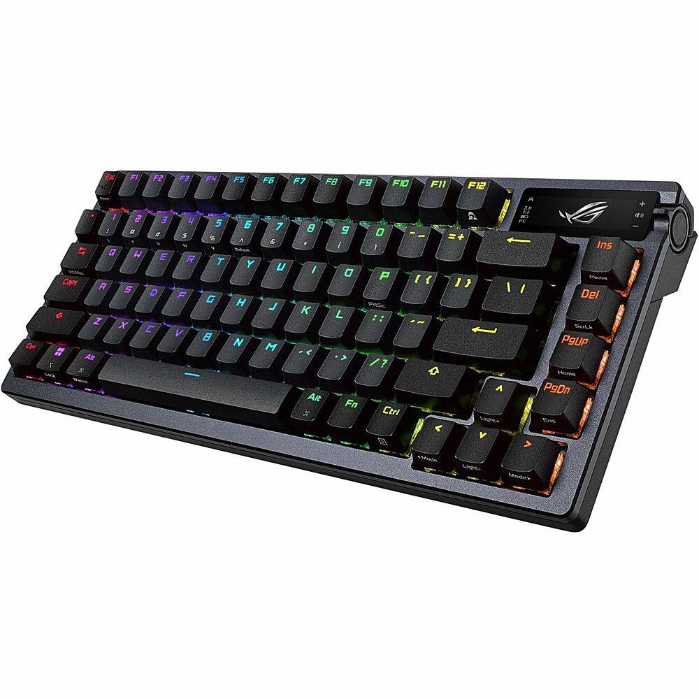 Angle. ASUS - Azoth Ergonomic Bluetooth Mechanical Gaming Keyboard with OLED Display - Black.