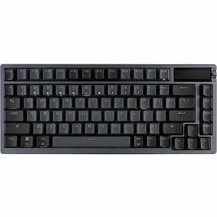 Front. ASUS - Azoth Ergonomic Bluetooth Mechanical Gaming Keyboard with OLED Display - Black.