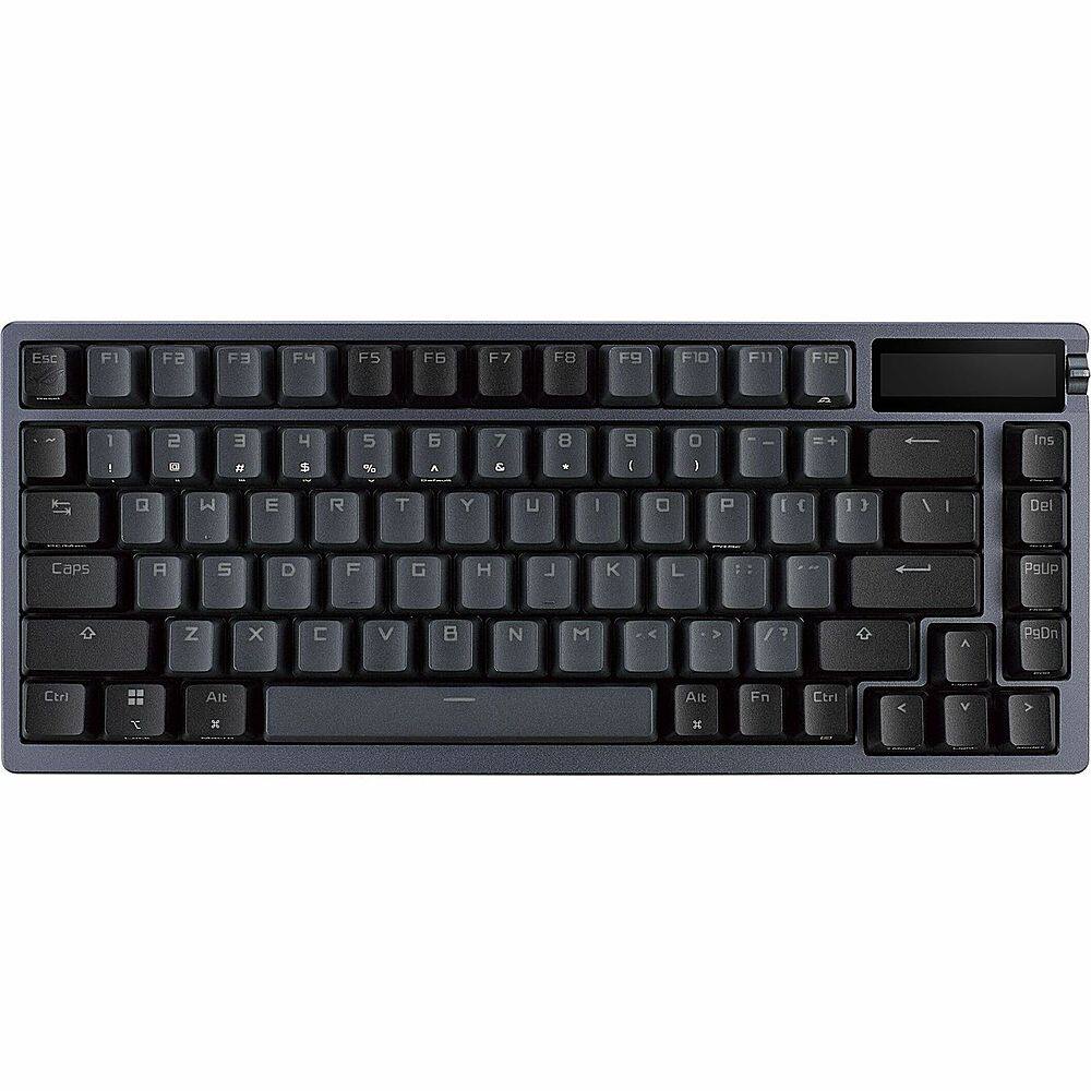 Front. ASUS - Azoth Ergonomic Bluetooth Mechanical Gaming Keyboard with OLED Display - Black.