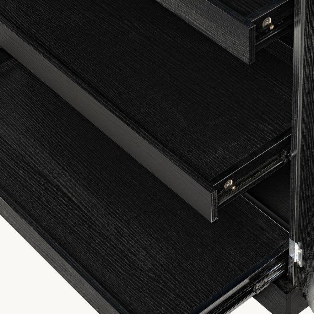 Back. Kadyn - 72" Fluted Kitchen Pantry with 3 Keyboard Drawers and Adjustable Shelves - Black - Black.