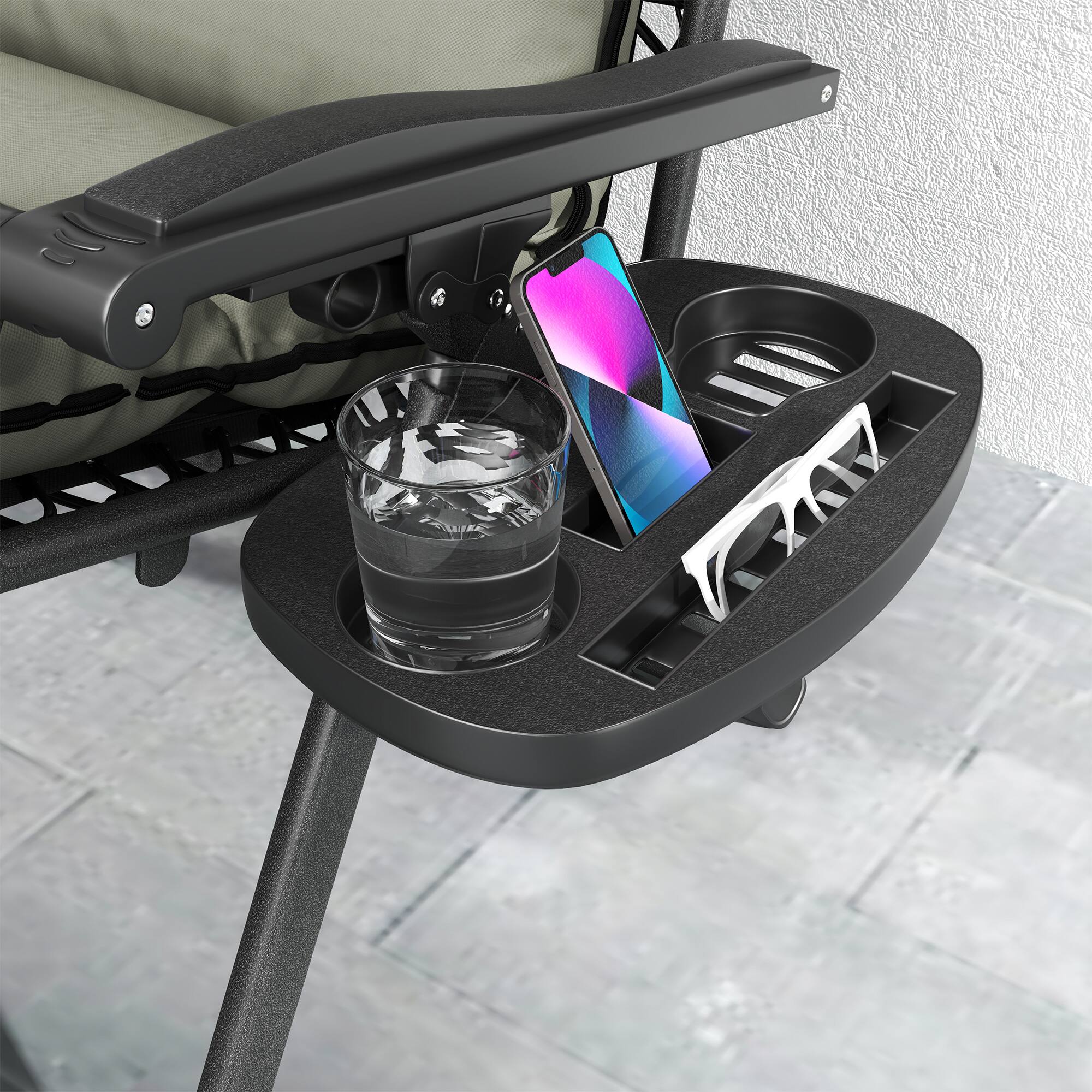 Alt View 8. Outsunny - Zero Gravity Chairs Set of 2, Reclining Folding Zero Gravity Lounge Chair, Outdoor Lounge Chairs with Removable Cushion - Gray.