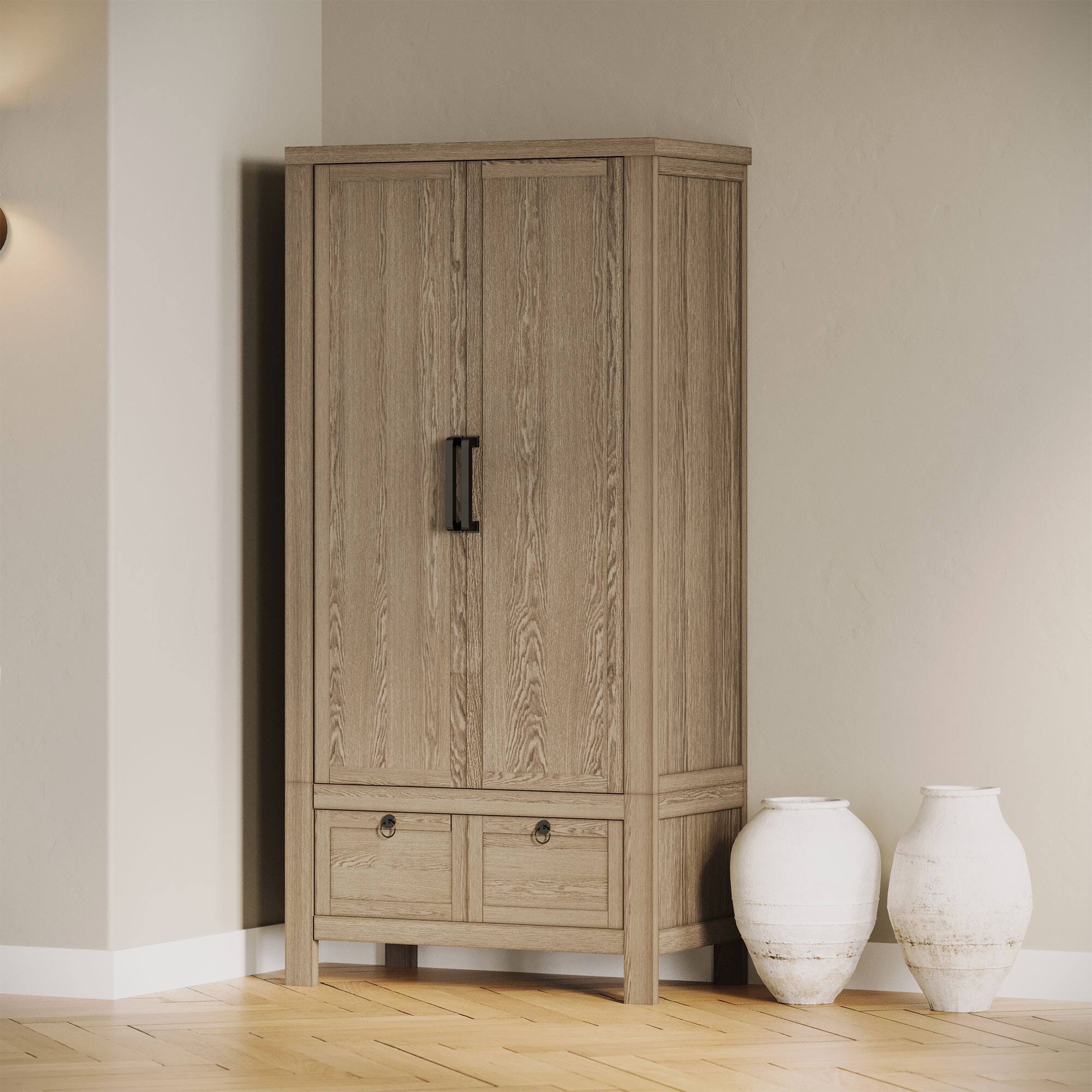 Alt View 10. Maven Lane - Maven Lane Vaughn Rustic Wooden Cabinet in Weathered Grey Finish - Weathered Grey.