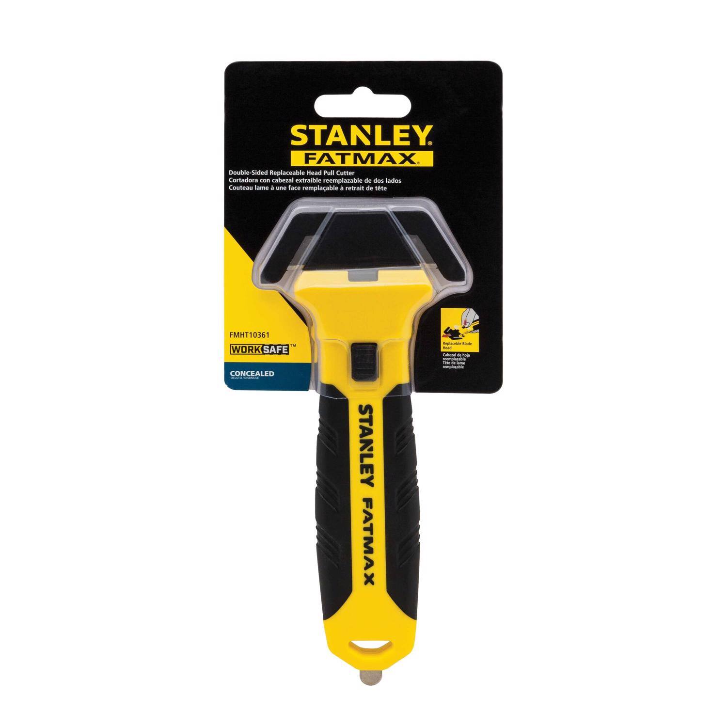 STANLEY FATMAX Double-Sided Replaceable Head Pull Cutter  
Cortadora con cabezal extraíble reemplazable de dos lados  
Couteau lame à une face remplaçable à retrait de tête  
FMH110361 - WORKSAFE CONCEALED | STANLEY FATMAX