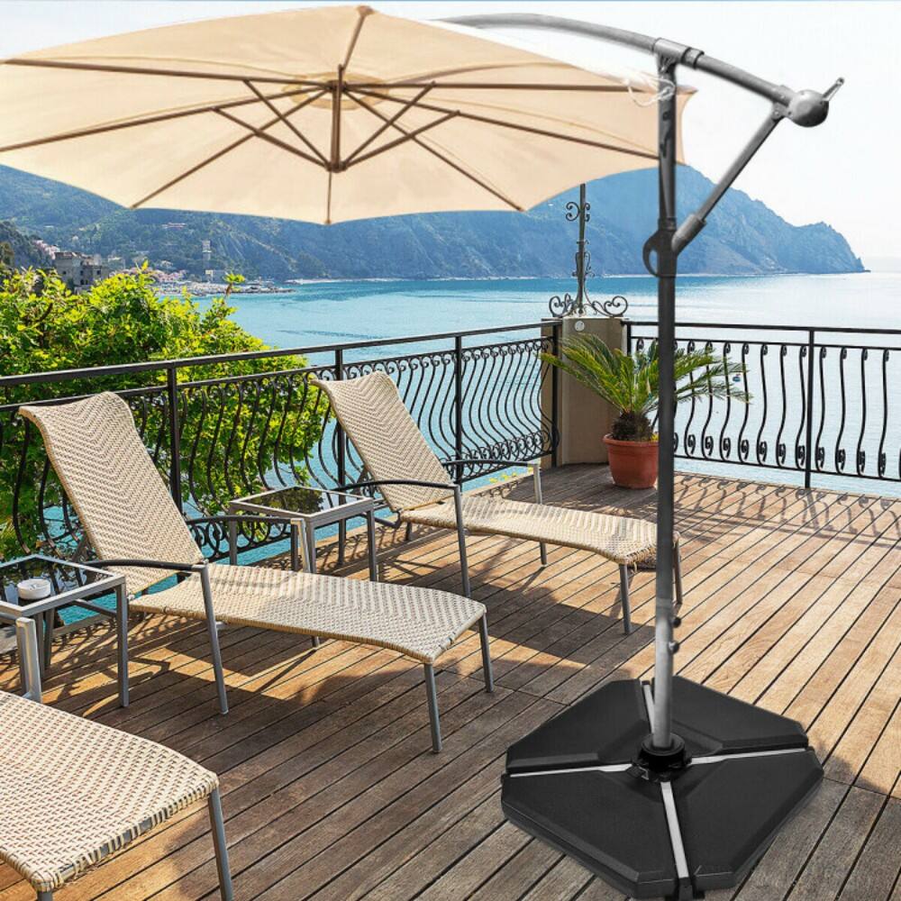 Back. Mondawe - 4 Pieces 195 lbs Patio Cantilever Offset Umbrella Base Weight Sand - Black.