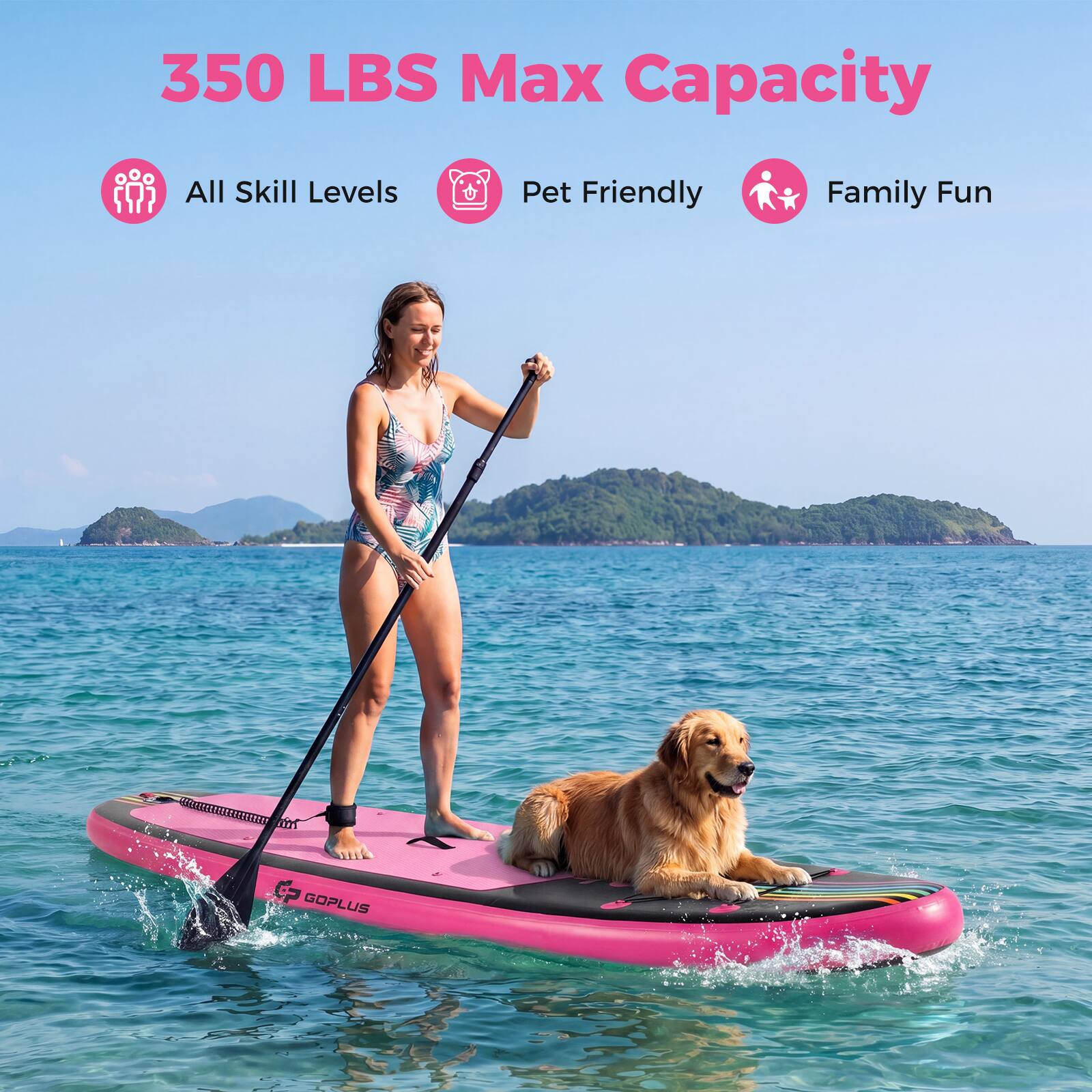 350 LBS Max Capacity  
All Skill Levels  
Pet Friendly  
Family Fun