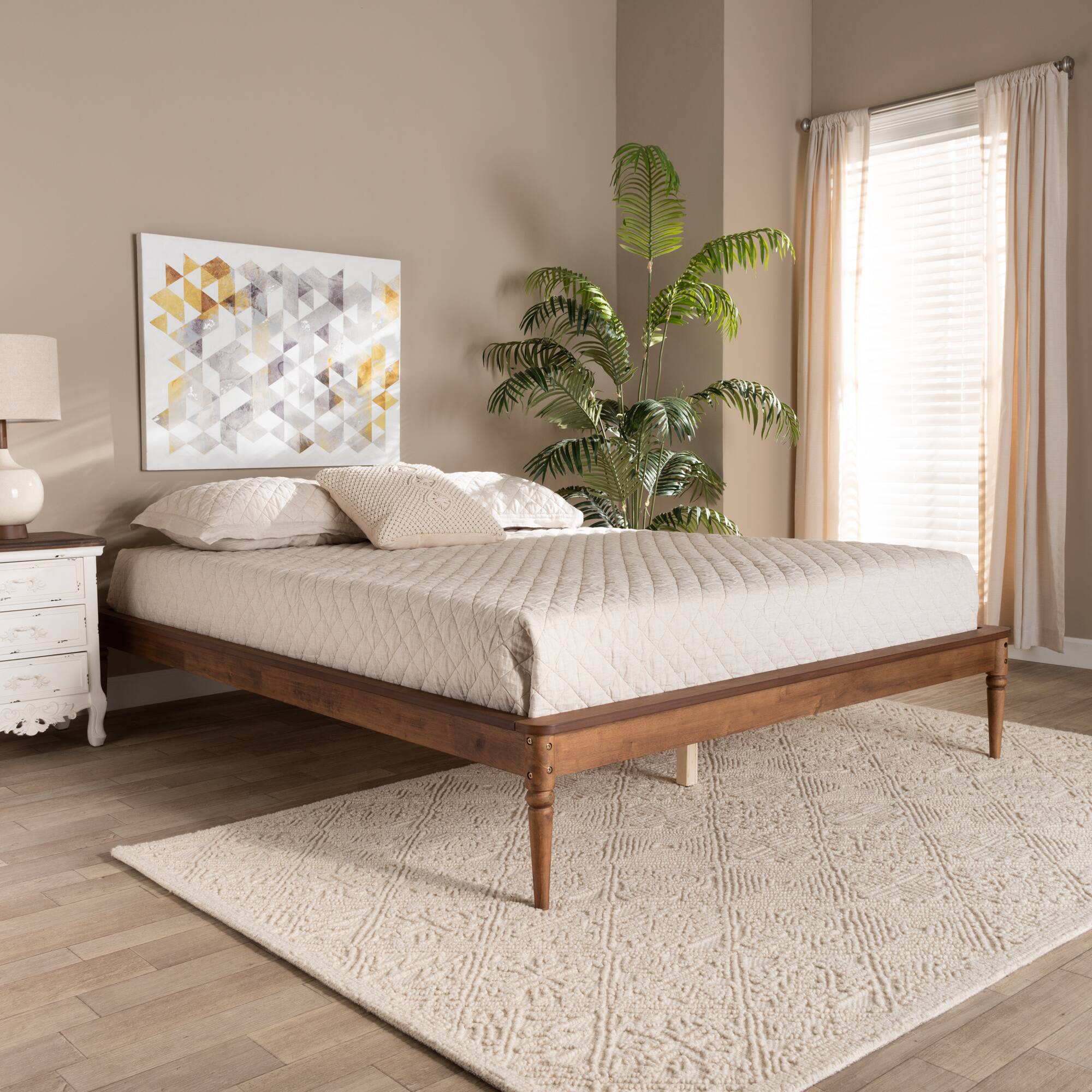 Alt View 2. Baxton Studio - Tallis Classic and Traditional Walnut Brown Finished Wood Queen Size Bed Frame - Walnut Brown.