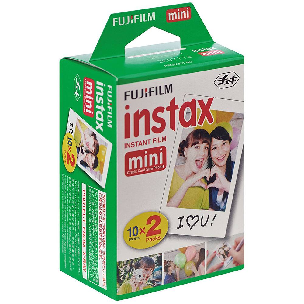 FUJIFILM instax mini  
INSTANT FILM  
Credit Card Size Photos  
10x Sheets  
2 Packs  
PROTECT FROM X-RAY  
I ♥ U!  
227  
2K07116  
PRODUCT NO