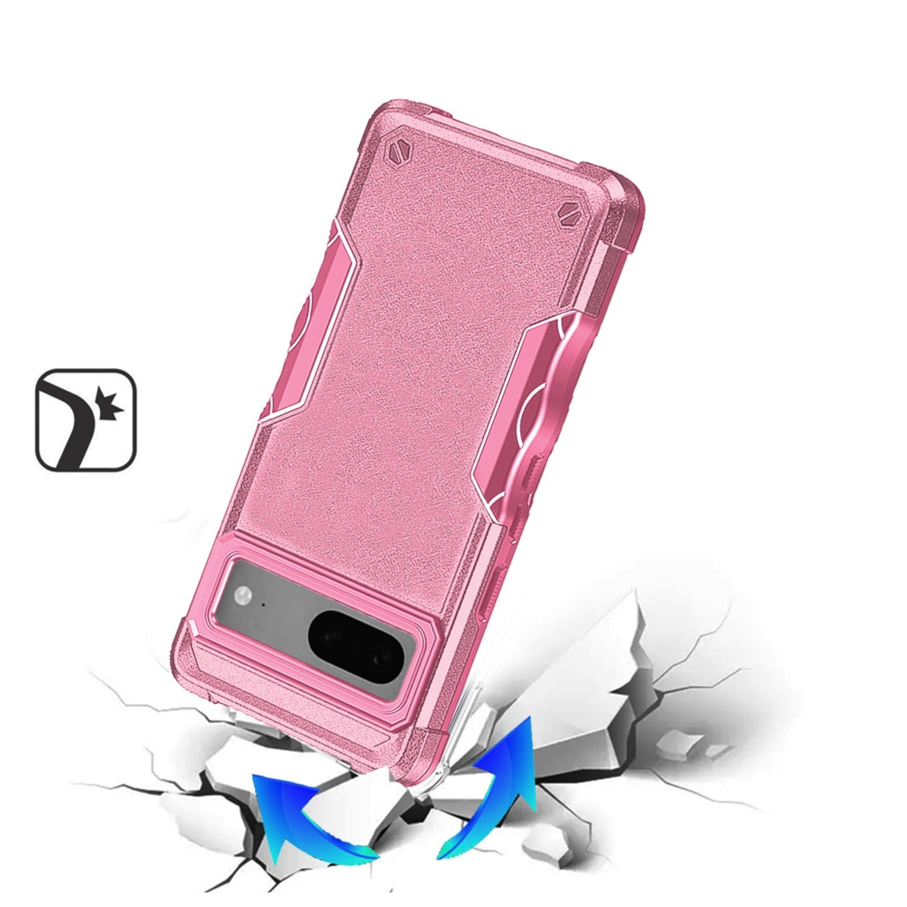 Left. Kitcheniva - Armor Style Grip Case With Tempered Glass For Google Pixel 9a Pink - Pink.