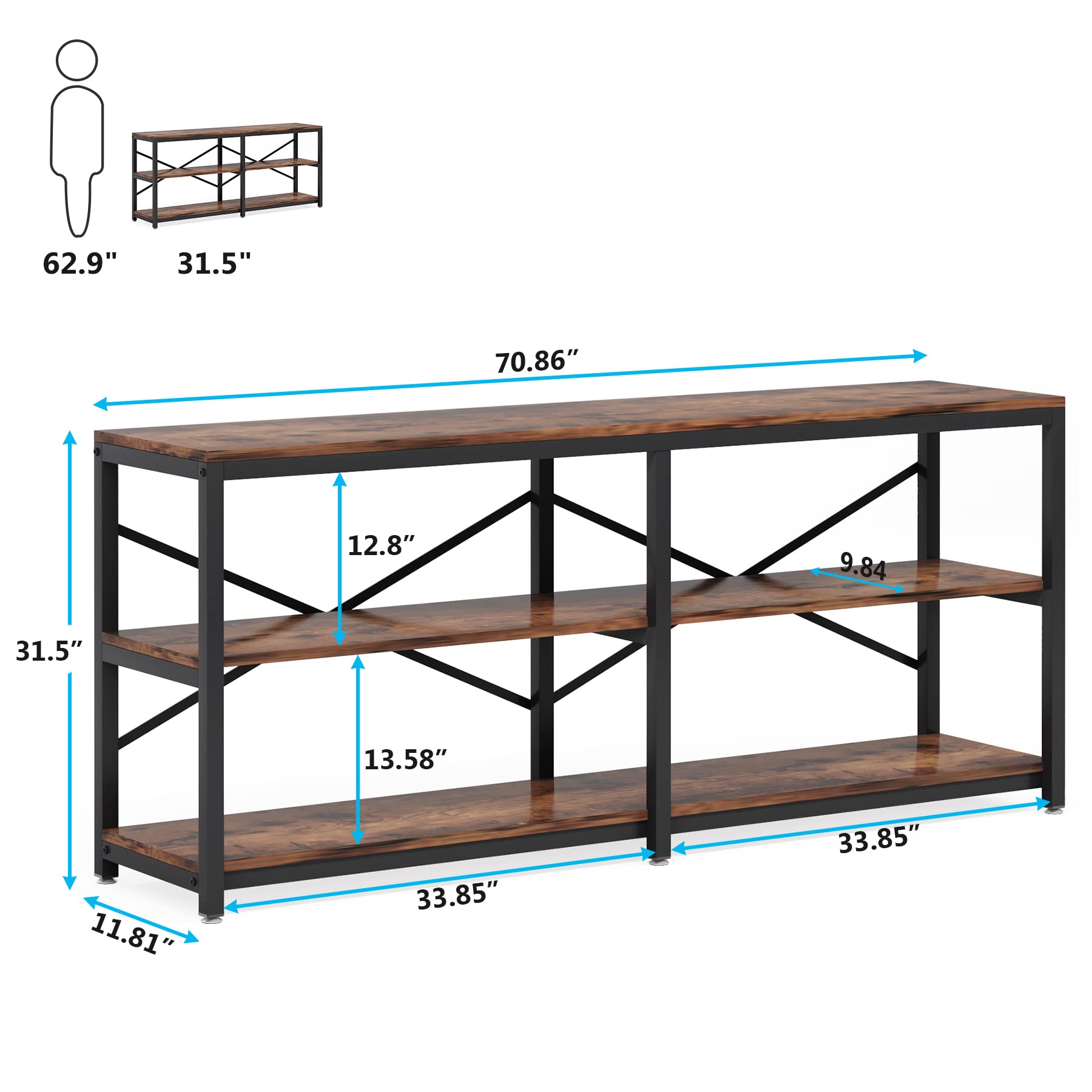 Tribesigns 70.9 Inch Extra Long Console Table, Modern Sofa Table Behind ...