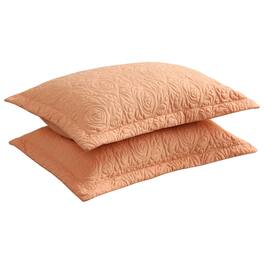 MarCielo - 2-Pack Embroidered Solid Color Pillow Shams Polyester - Peach Fuzz