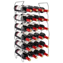 Sorbus - 3-Tier Stackable Wine Rack - Classic Style Wine Racks for Bottles - Perfect for Bar, Wine Cellar, Basement - Silver