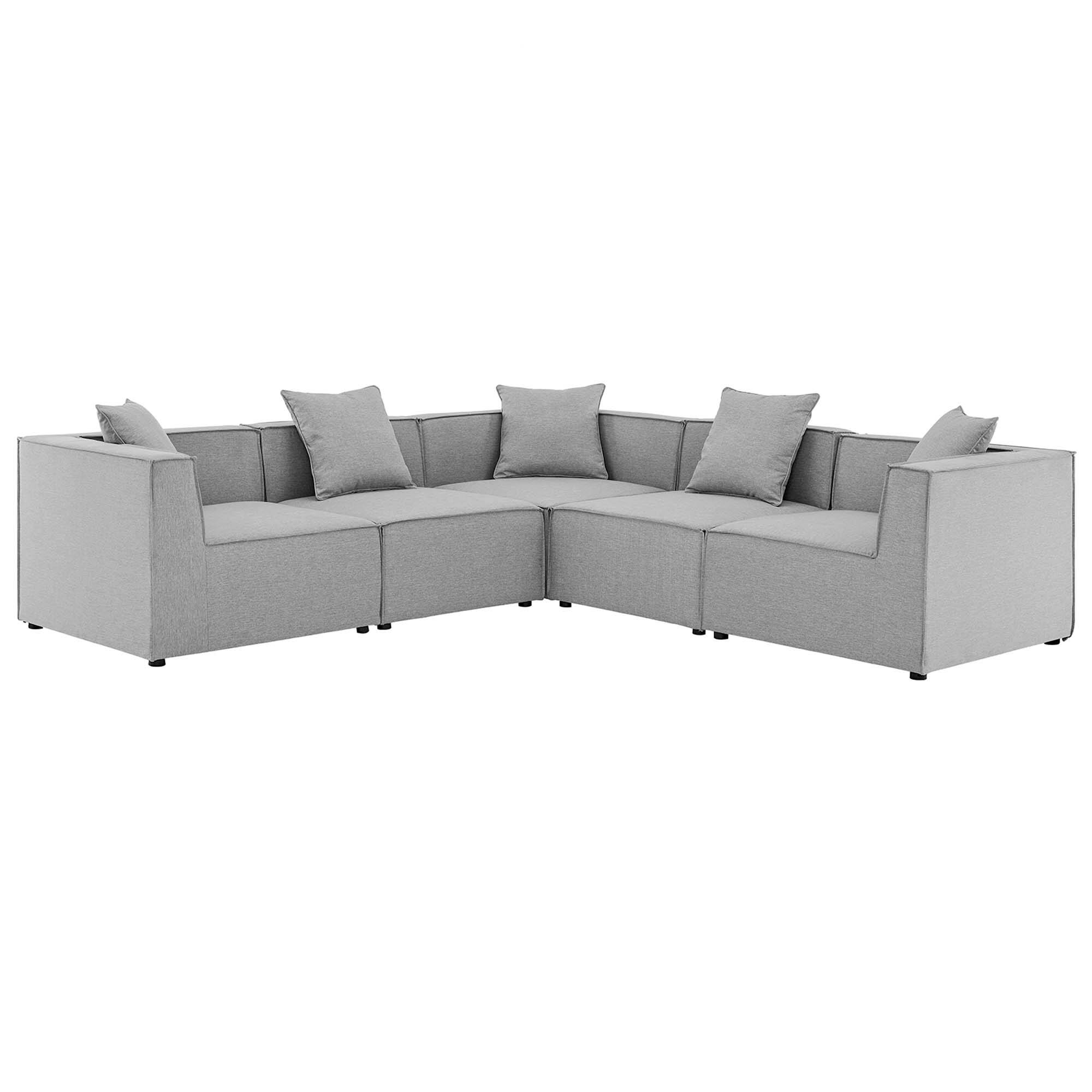 Angle. Modway - Saybrook 5-Piece Outdoor Patio Upholstered Sectional Sofa by Modway - Gray.