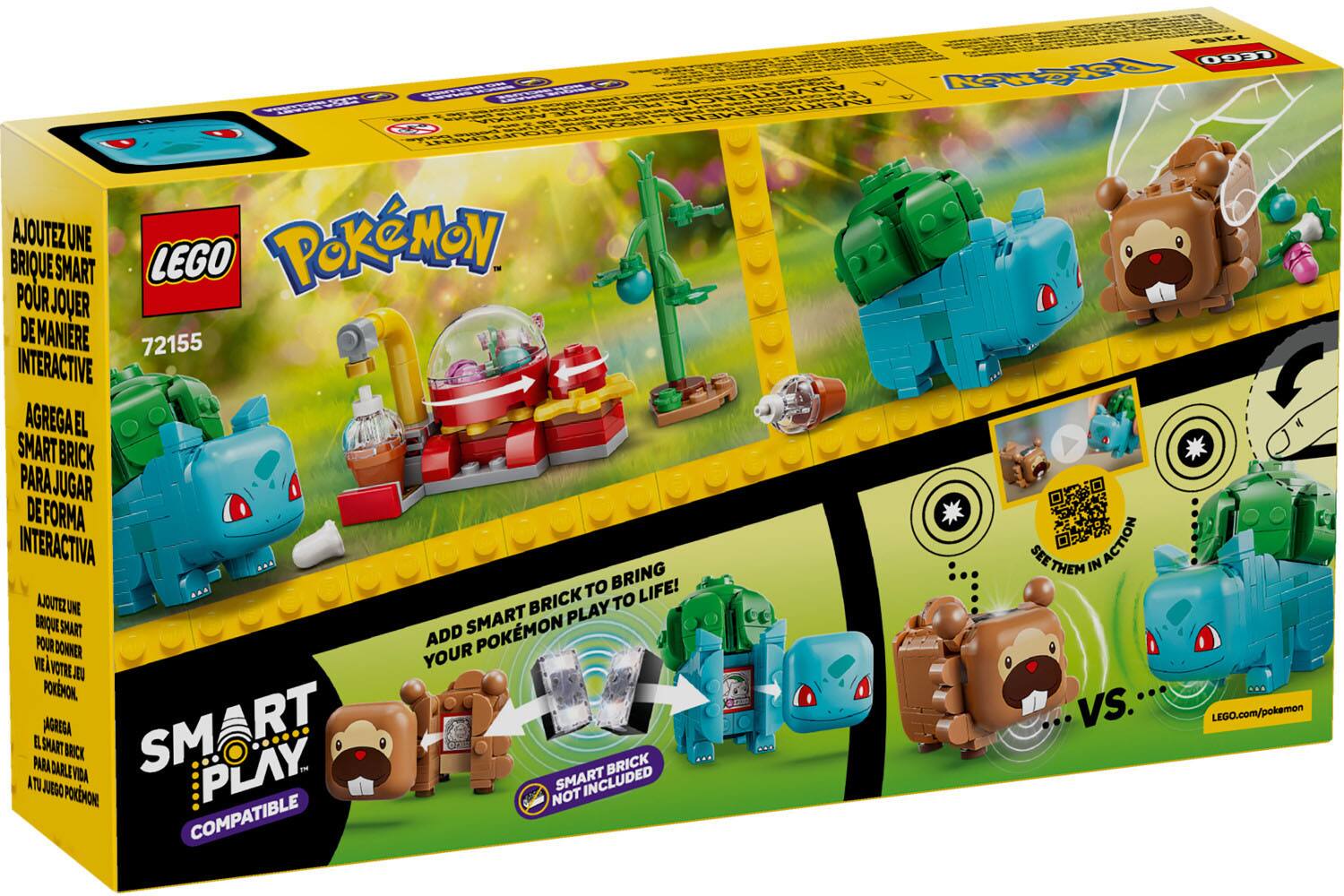 AJOUTEZ UNE BRIQUE SMART LEGO POUR JOUER DE MANIÈRE INTERACTIVE  
AGREGA EL SMART BRICK PARA JUGAR DE FORMA INTERACTIVA  
ADD SMART BRICK TO BRING YOUR POKEMON PLAY TO LIFE!  
AJOUTEZ UNE BRICK PLAY TO SMART ADD SMART POKEMON POUR DONNER VIE À VOTRE JEU  
EL SMART BRICK PARA DARLE VIDA A TU JUEGO POKEMON  
SMART BRICK NOT INCLUDED  
SEE THEM IN ACTION  
LEGO.com/pokemon