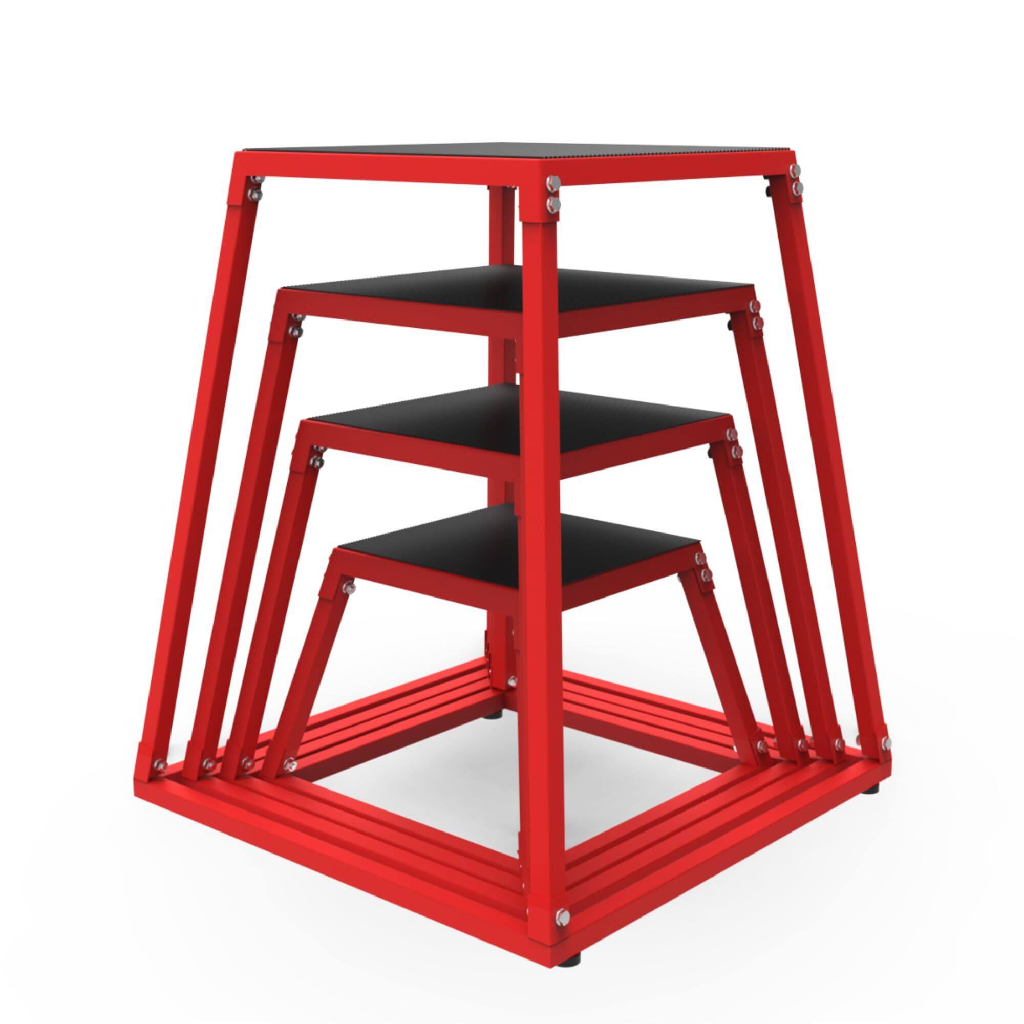 Front. Babevy - Plyometric Jumping Box, Steel Plyometric Platform, Anti-Slip Fitness Exercise Step Up Box - Red.