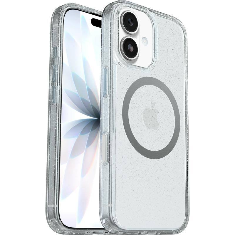 Alt View 5. OtterBox - OtterBox iPhone 17 (Only) Bundle: Symmetry Series+ Case & Screen Protector - Snaps to MagSafe - Ultra-Sleek - Stardust (Clear/Glitter).