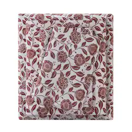 Gracie Mills - 4PC Dottie Oversized Flannel Sheet Set - Rust Floral