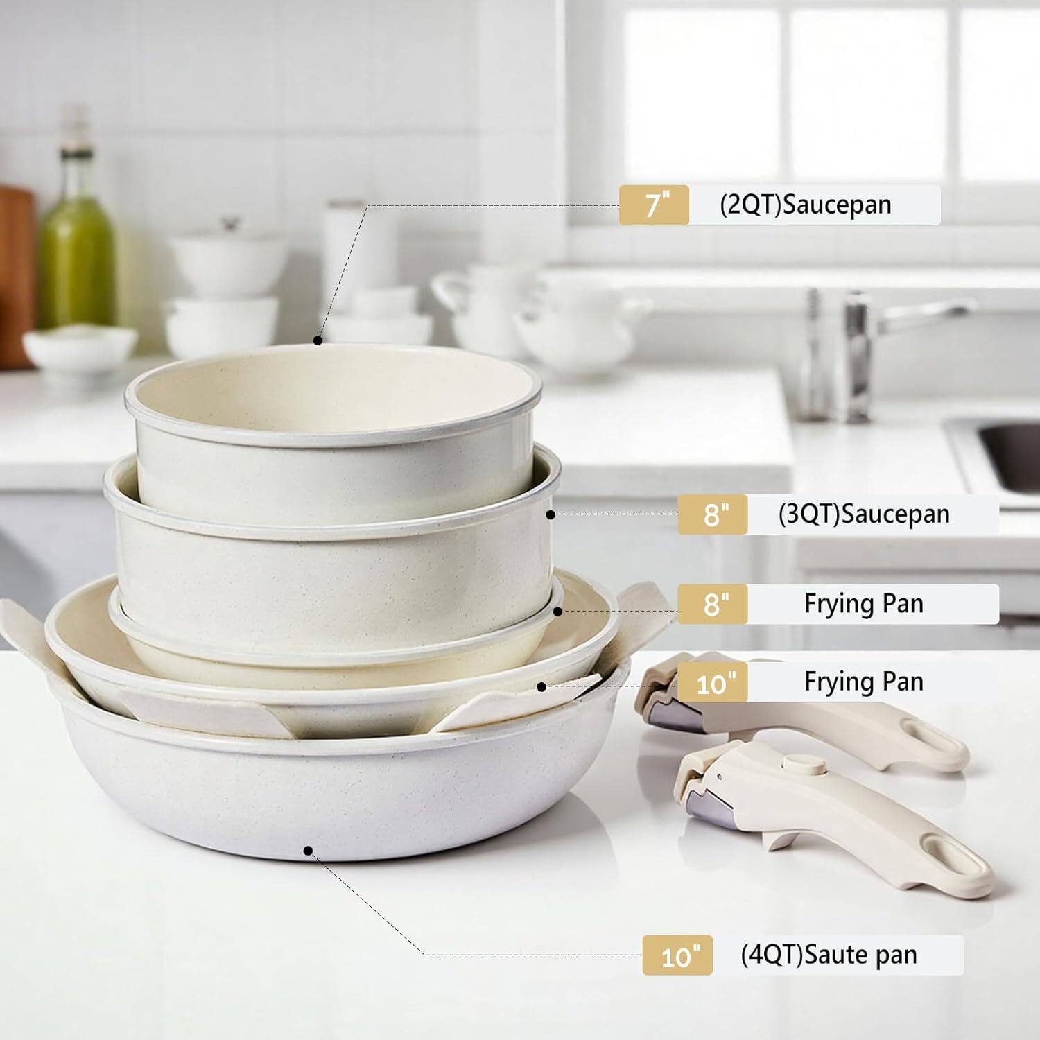 7" (2QT) Saucepan  
8" (3QT) Saucepan  
8" Frying Pan  
10" Frying Pan  
10" (4QT) Saute pan