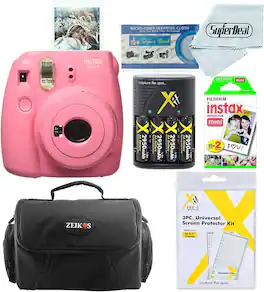 Fujifilm - Instax Mini 9 Instant Film Camera (Pink) with 20 Film Sheets + Bag - Flamingo Pink