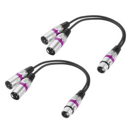 Unique Bargains - 2pcs 3-Pin XLR Splitter Cable, 1 Female to 2 Male Y Cable for Balanced Audio, Mixers, Microphones - Purple Circle