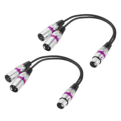 Front. Unique Bargains - 2pcs 3-Pin XLR Splitter Cable, 1 Female to 2 Male Y Cable for Balanced Audio, Mixers, Microphones - Purple Circle.