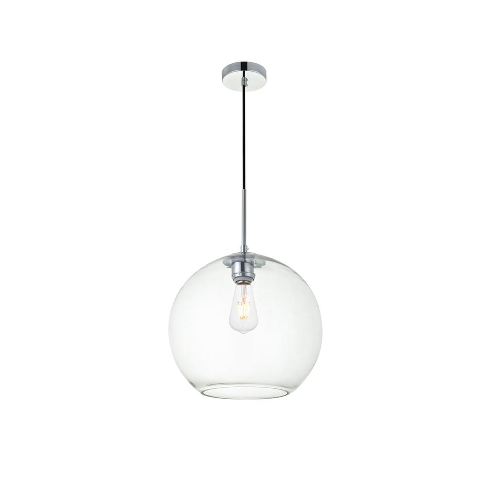 Alt View 2. Living District - Baxter 1 Light Chrome Pendant With Clear Glass - Chrome And Clear.