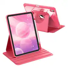 Front. Kitcheniva - Rotating Stand Clear Case For iPad (A16) 11th 11 Inch (2025)/iPad 10th Gen Pink - Pink.