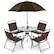 Front. Costway - 6 PCS Patio Dining Set Folding Chairs Glass Table Tilt Umbrella Garden - Brown+ Black.