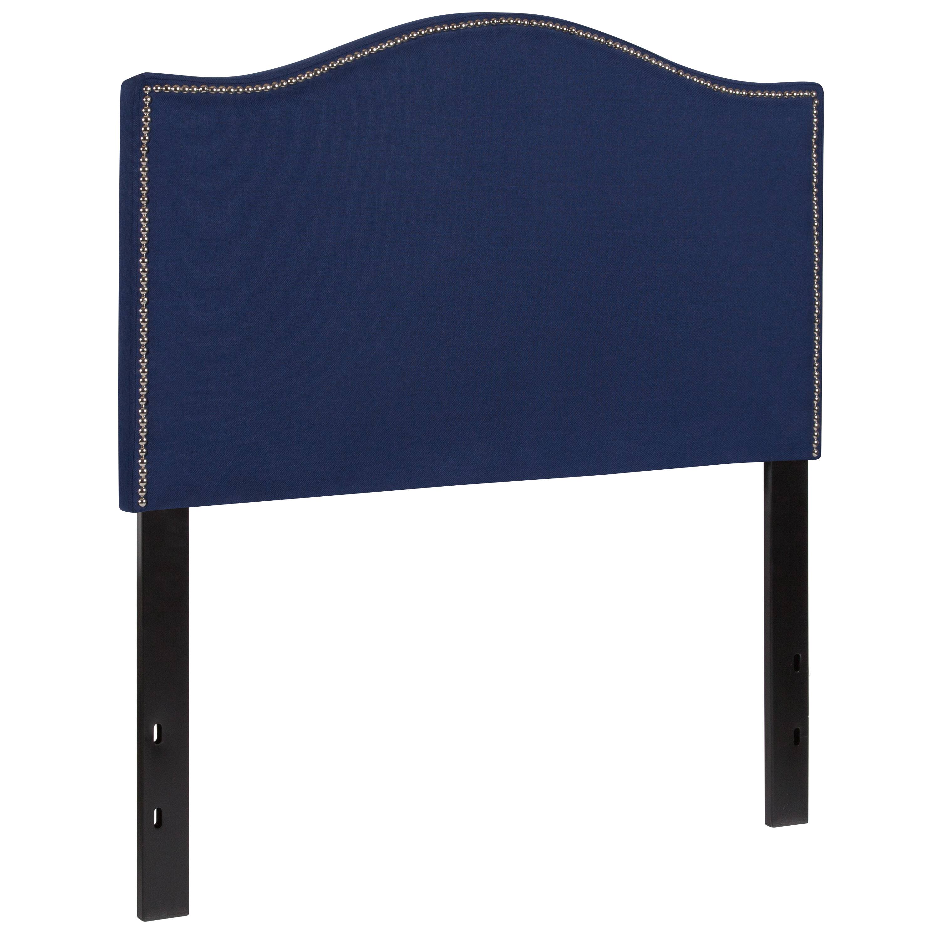 Alt View 1. Emma + Oliver - Arched Headboard with Accent Nail Trim - Navy.