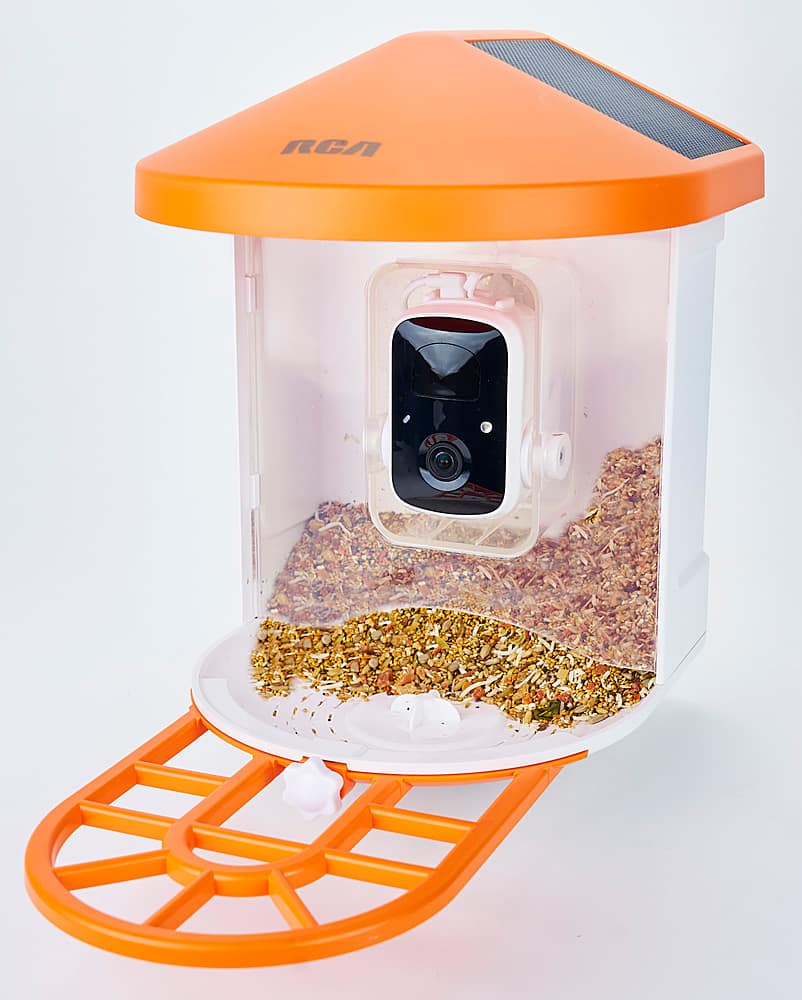 Front. RCA - Smart Bird Feeder - White/Orange.