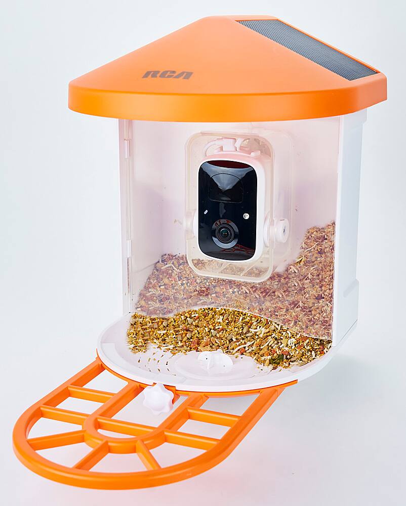 Front. RCA - Smart Bird Feeder - White/Orange.