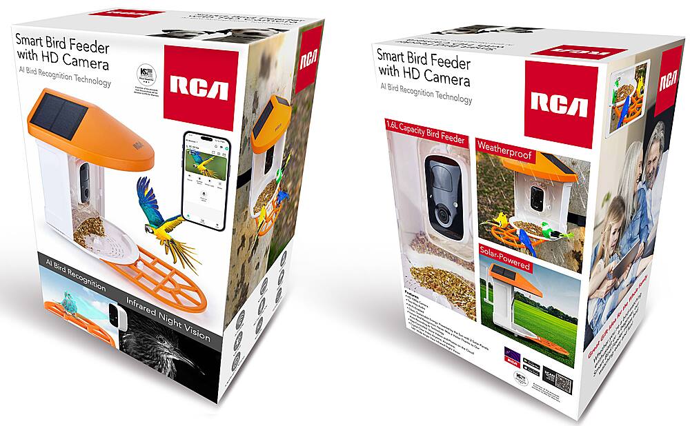 Alt View 14. RCA - Smart Bird Feeder - White/Orange.